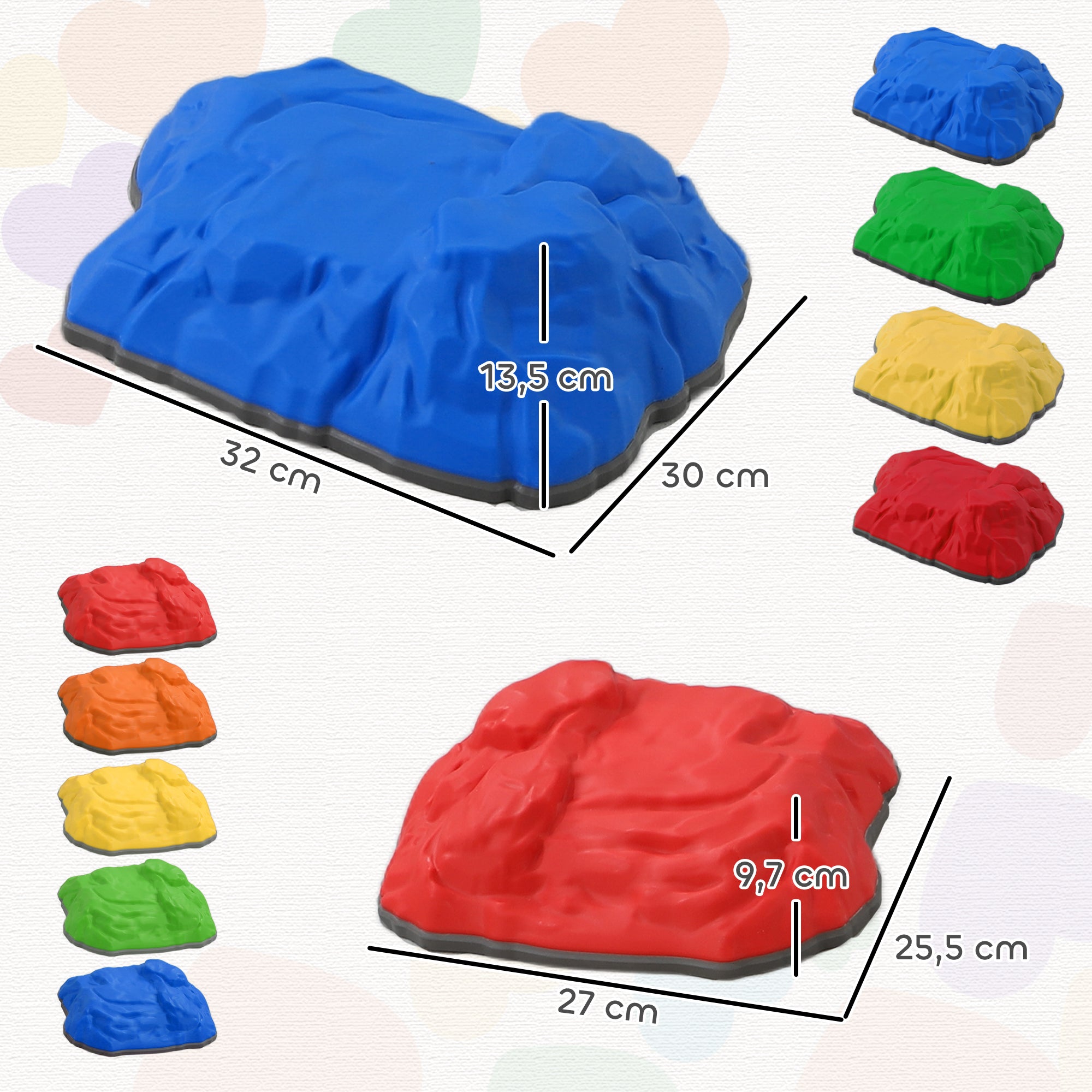 Balance Stones for Kids 9-Piece Set Non-Slip Stackable River Stones, Stackable Stones Up to 80 kg Weight Capacity, Balance Training for 3-8 Year Olds, Indoor and Outdoor Play Colorful