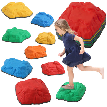 Balance Stones for Kids 9-Piece Set Non-Slip Stackable River Stones, Stackable Stones Up to 80 kg Weight Capacity, Balance Training for 3-8 Year Olds, Indoor and Outdoor Play Colorful
