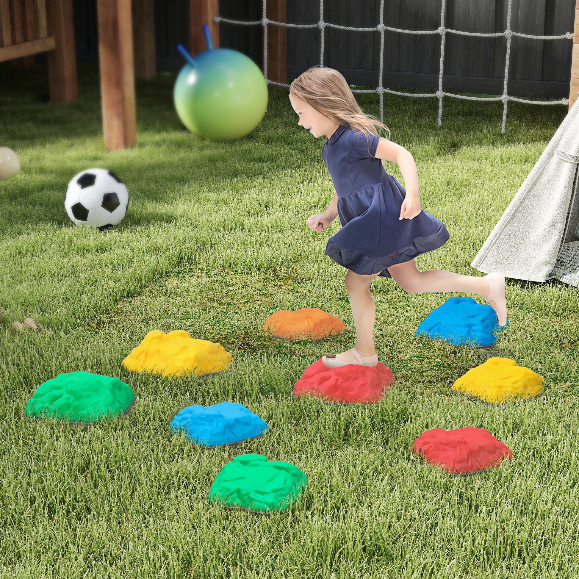 Balance Stones for Kids 9-Piece Set Non-Slip Stackable River Stones, Stackable Stones Up to 80 kg Weight Capacity, Balance Training for 3-8 Year Olds, Indoor and Outdoor Play Colorful