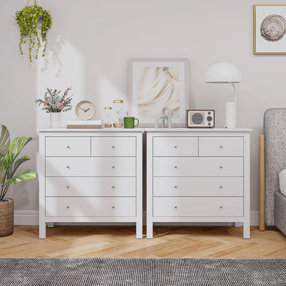Dresser Sideboard with 5 Drawers Storage Cabinet Modern Drawer Cabinet for Living Room Bedroom Hallway White 79 x 39.5 x 80.5 cm