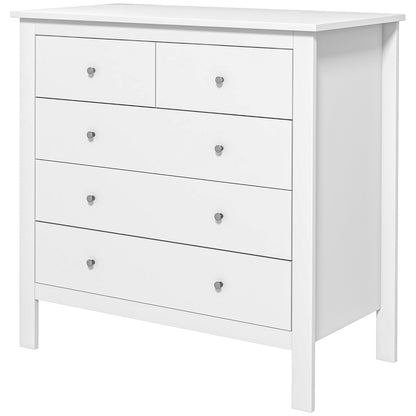 Dresser Sideboard with 5 Drawers Storage Cabinet Modern Drawer Cabinet for Living Room Bedroom Hallway White 79 x 39.5 x 80.5 cm
