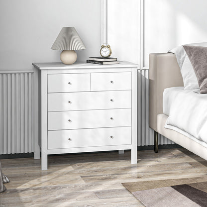 Dresser Sideboard with 5 Drawers Storage Cabinet Modern Drawer Cabinet for Living Room Bedroom Hallway White 79 x 39.5 x 80.5 cm