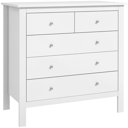 Dresser Sideboard with 5 Drawers Storage Cabinet Modern Drawer Cabinet for Living Room Bedroom Hallway White 79 x 39.5 x 80.5 cm