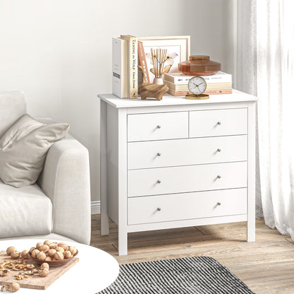 Dresser Sideboard with 5 Drawers Storage Cabinet Modern Drawer Cabinet for Living Room Bedroom Hallway White 79 x 39.5 x 80.5 cm