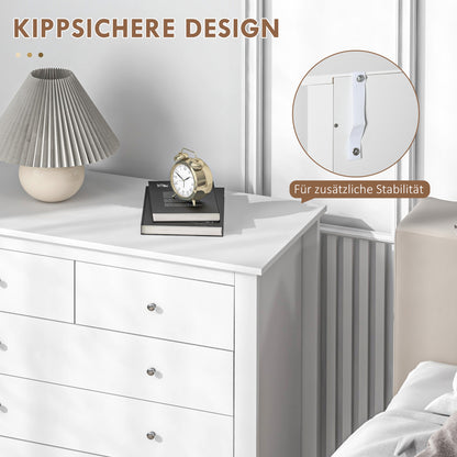 Dresser Sideboard with 5 Drawers Storage Cabinet Modern Drawer Cabinet for Living Room Bedroom Hallway White 79 x 39.5 x 80.5 cm