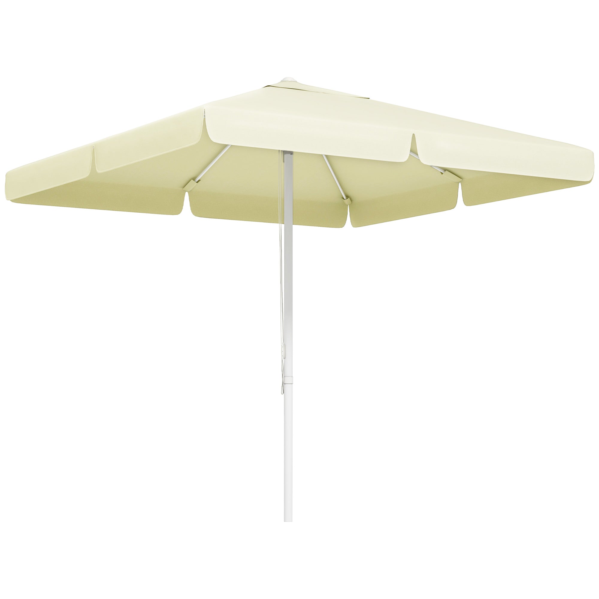 Umbrella, 2.5 x 2.5 m Balcony Umbrella, Height Adjustable Patio Umbrella, Beach Umbrella with 8 Struts, for Garden, Aluminum Frame, Beige