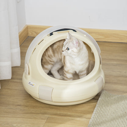 Cat Carrier Bag Cat House Portable Cat Bed Washable Removable Cushion for Cat or Small Dog Easy Cleaning 41 x 41 x 35.2 cm Beige