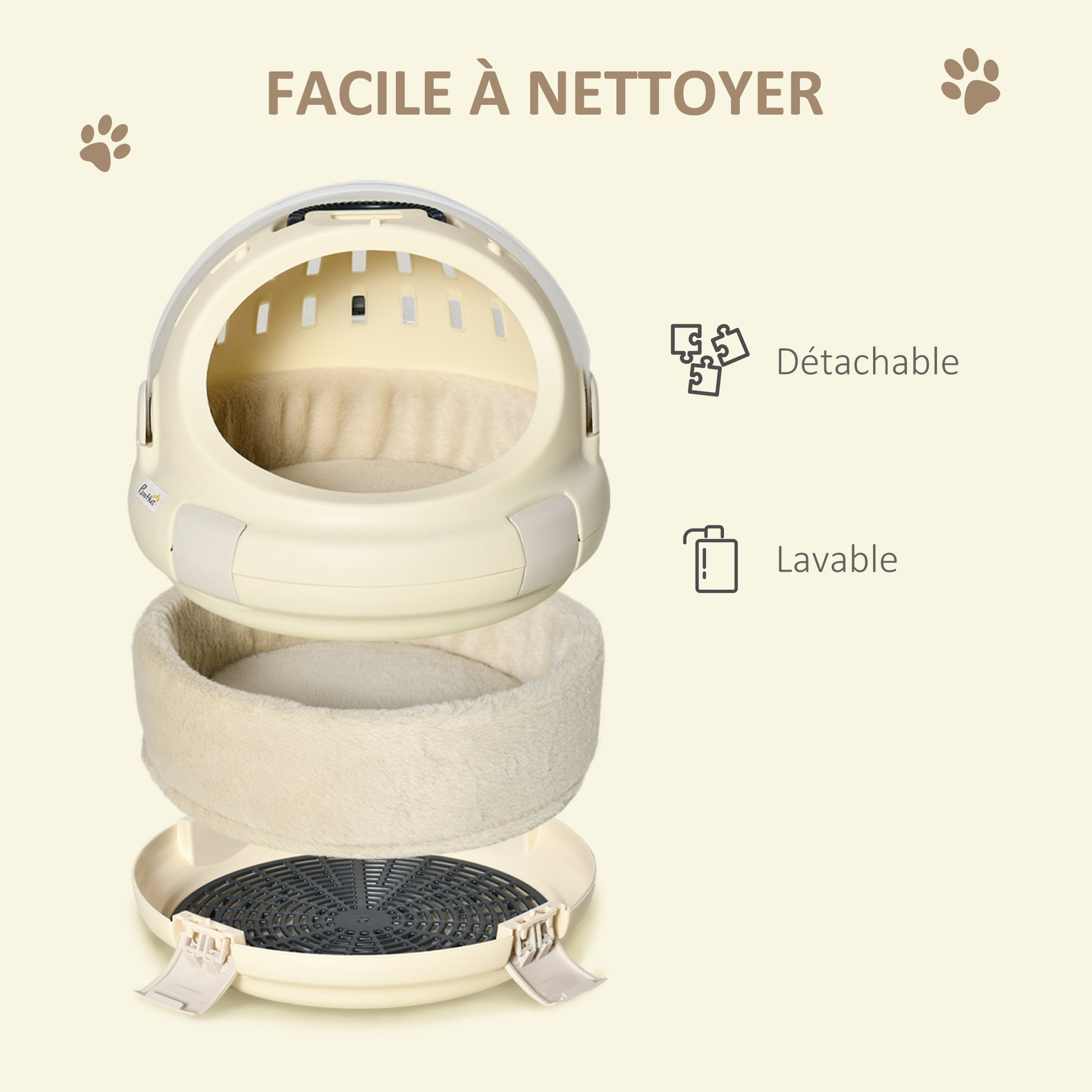 Cat Carrier Bag Cat House Portable Cat Bed Washable Removable Cushion for Cat or Small Dog Easy Cleaning 41 x 41 x 35.2 cm Beige