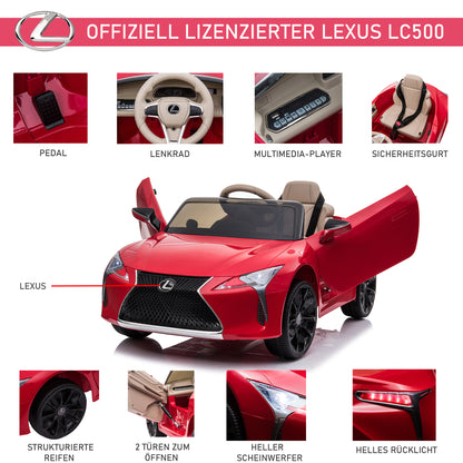 Kids Car Children's Vehicle the officially licensed Ride-On Lexus LC500 for 3-6 Years Electric Car with 2.4G Remote Control MP3/USB Light Music Plastic Metal Red 106 x 43 x 44 cm