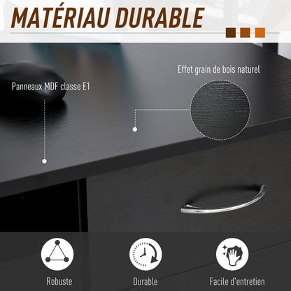 Computer Desk Multimedia Computer Table with Multiple Storage Spaces Shelf Drawer Keyboard Tray MDF 120 x 60 x 74 cm Black