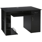 Computer Desk Multimedia Computer Table with Multiple Storage Spaces Shelf Drawer Keyboard Tray MDF 120 x 60 x 74 cm Black