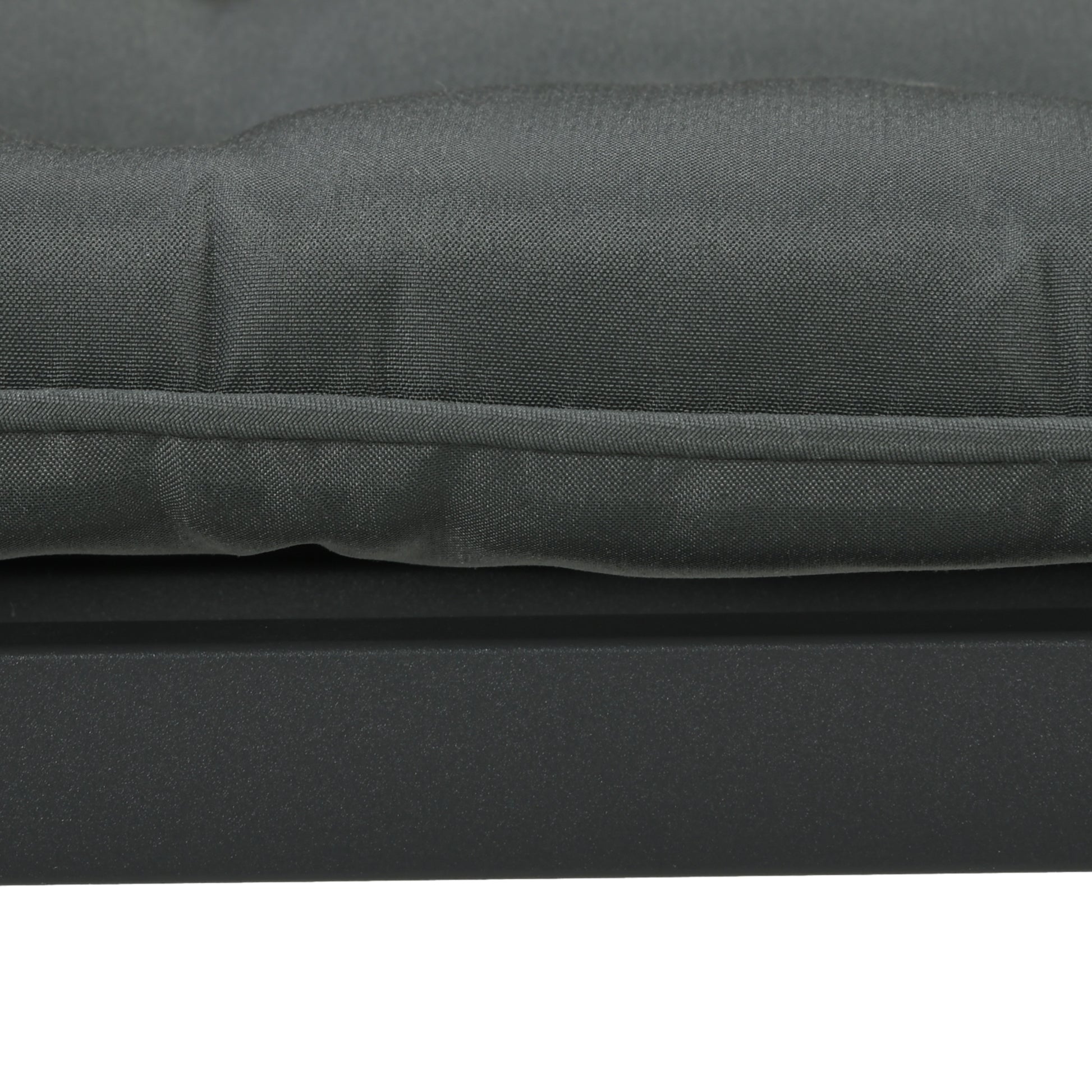 Set of 4 Padded Garden Chair Cushions Outdoor Seat Cushions 4 cm Thick Polyester Fabric 43L x 41W cm Dark Gray