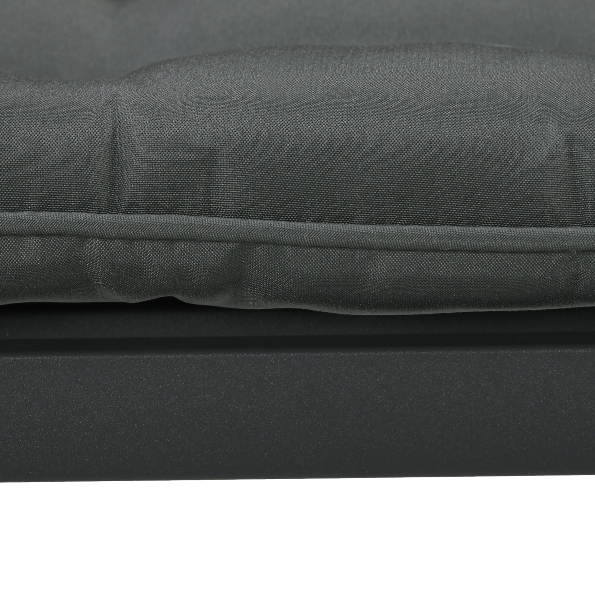 Set of 4 Padded Garden Chair Cushions Outdoor Seat Cushions 4 cm Thick Polyester Fabric 43L x 41W cm Dark Gray