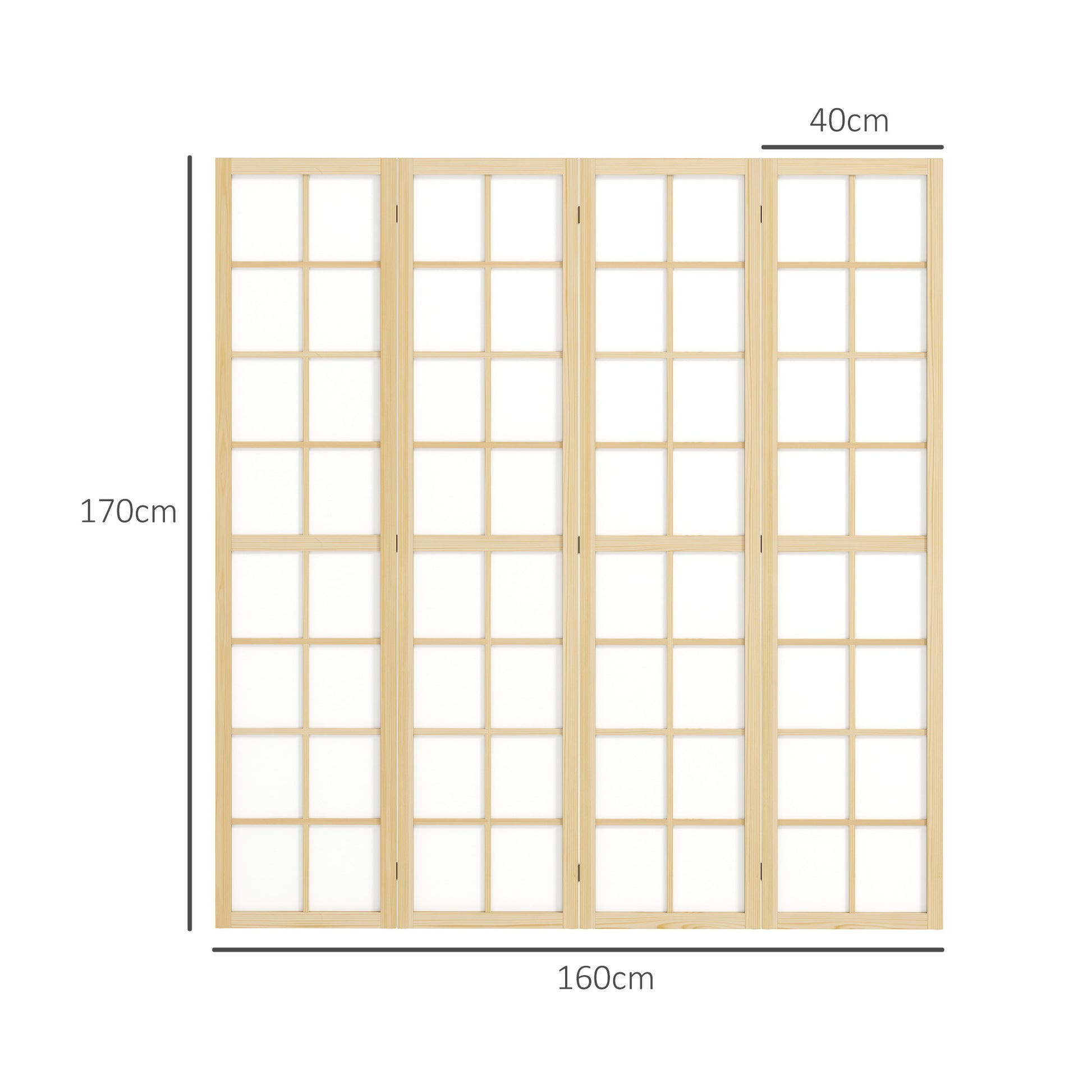 4 Panel Room Divider 63" x 67" Privacy Screen Partition, Folding Room Separator for Living Room Natural