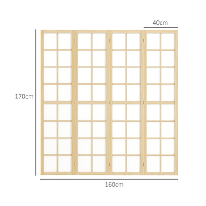 4 Panel Room Divider 63" x 67" Privacy Screen Partition, Folding Room Separator for Living Room Natural