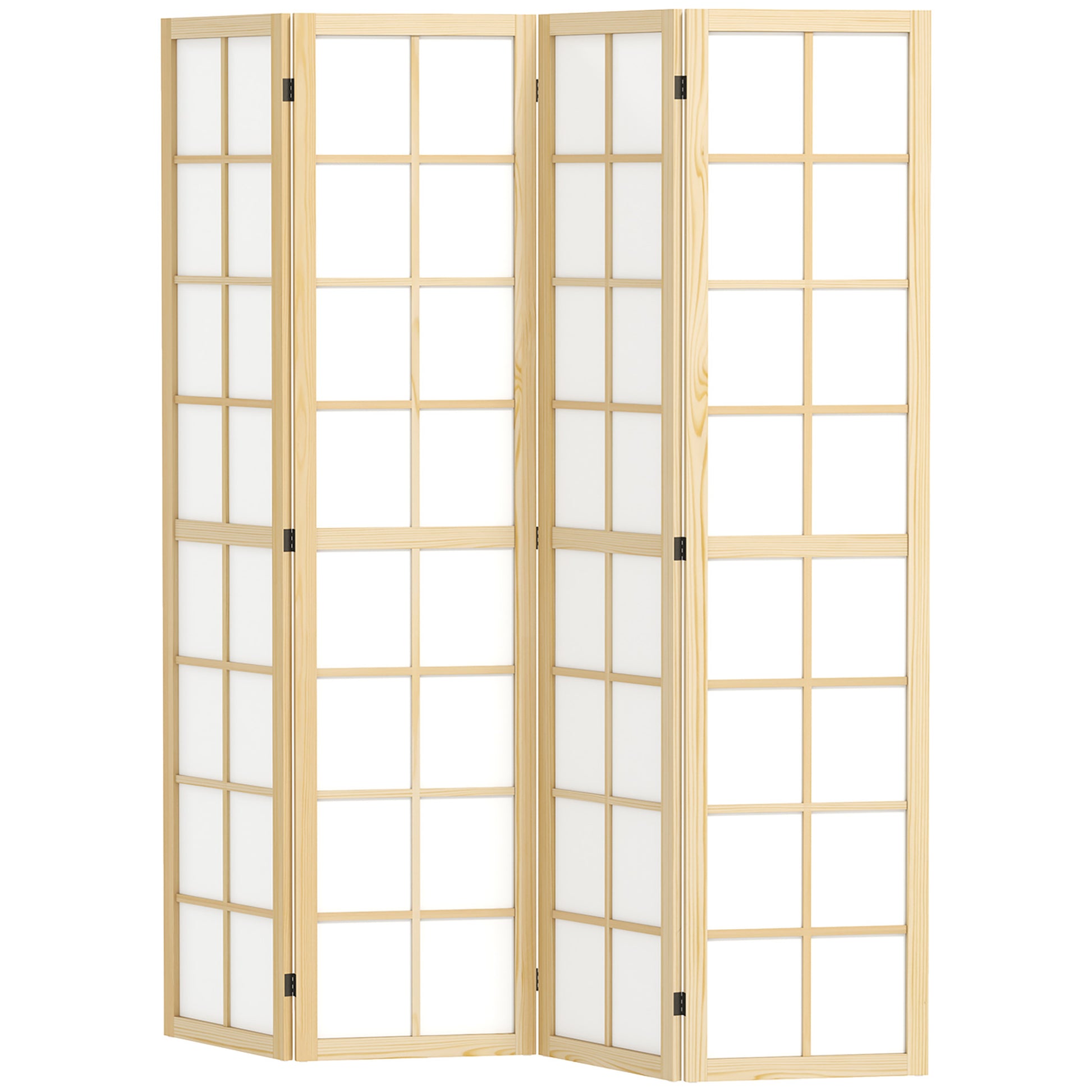 4 Panel Room Divider 63" x 67" Privacy Screen Partition, Folding Room Separator for Living Room Natural