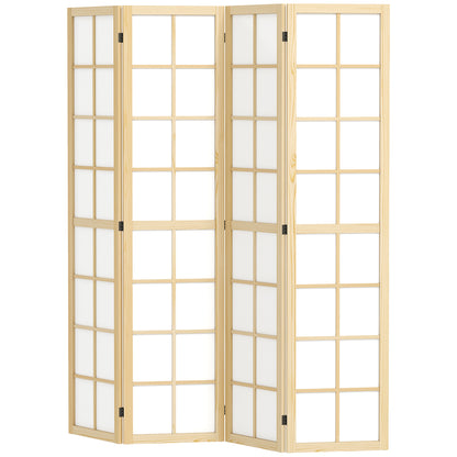 4 Panel Room Divider 63" x 67" Privacy Screen Partition, Folding Room Separator for Living Room Natural