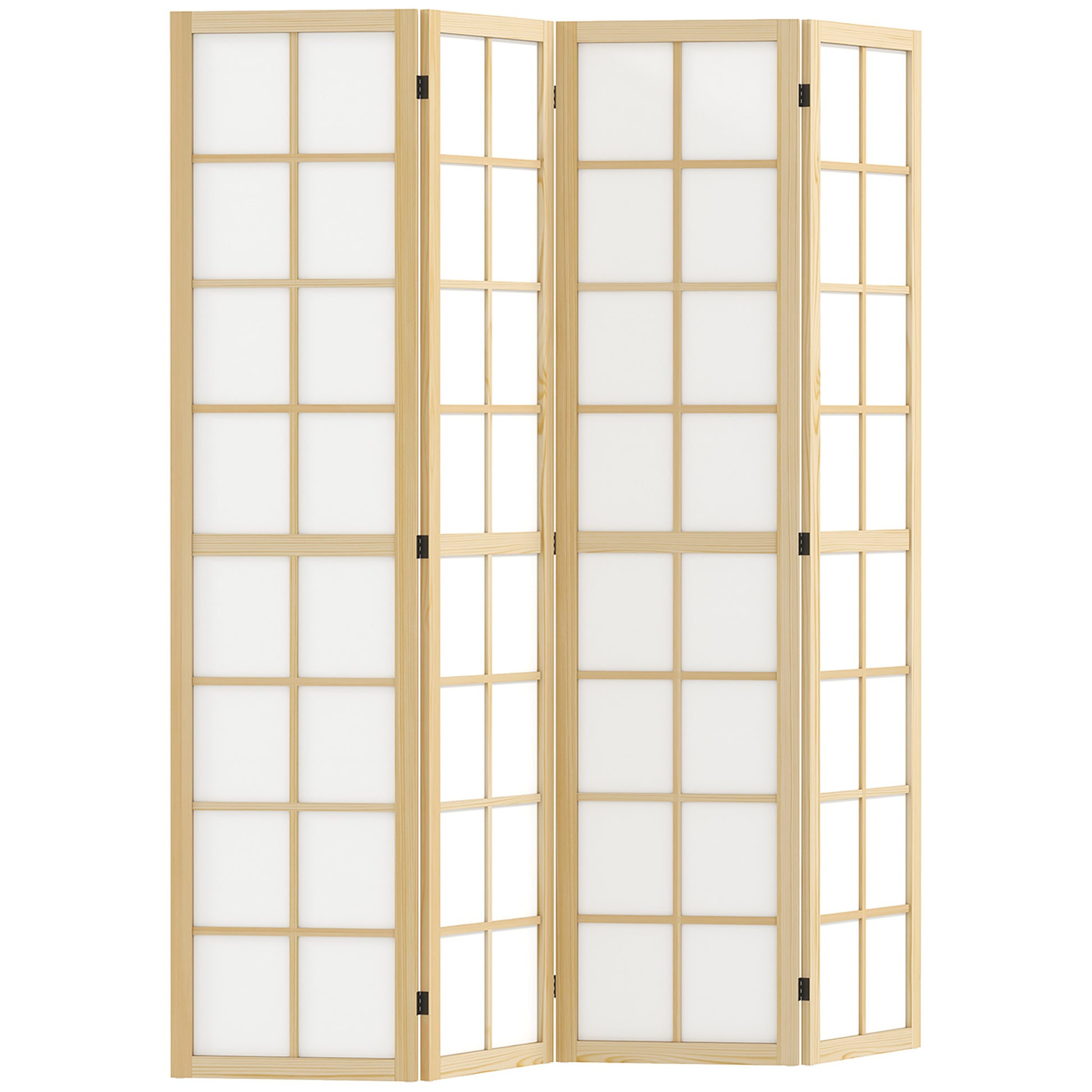 4 Panel Room Divider 63" x 67" Privacy Screen Partition, Folding Room Separator for Living Room Natural
