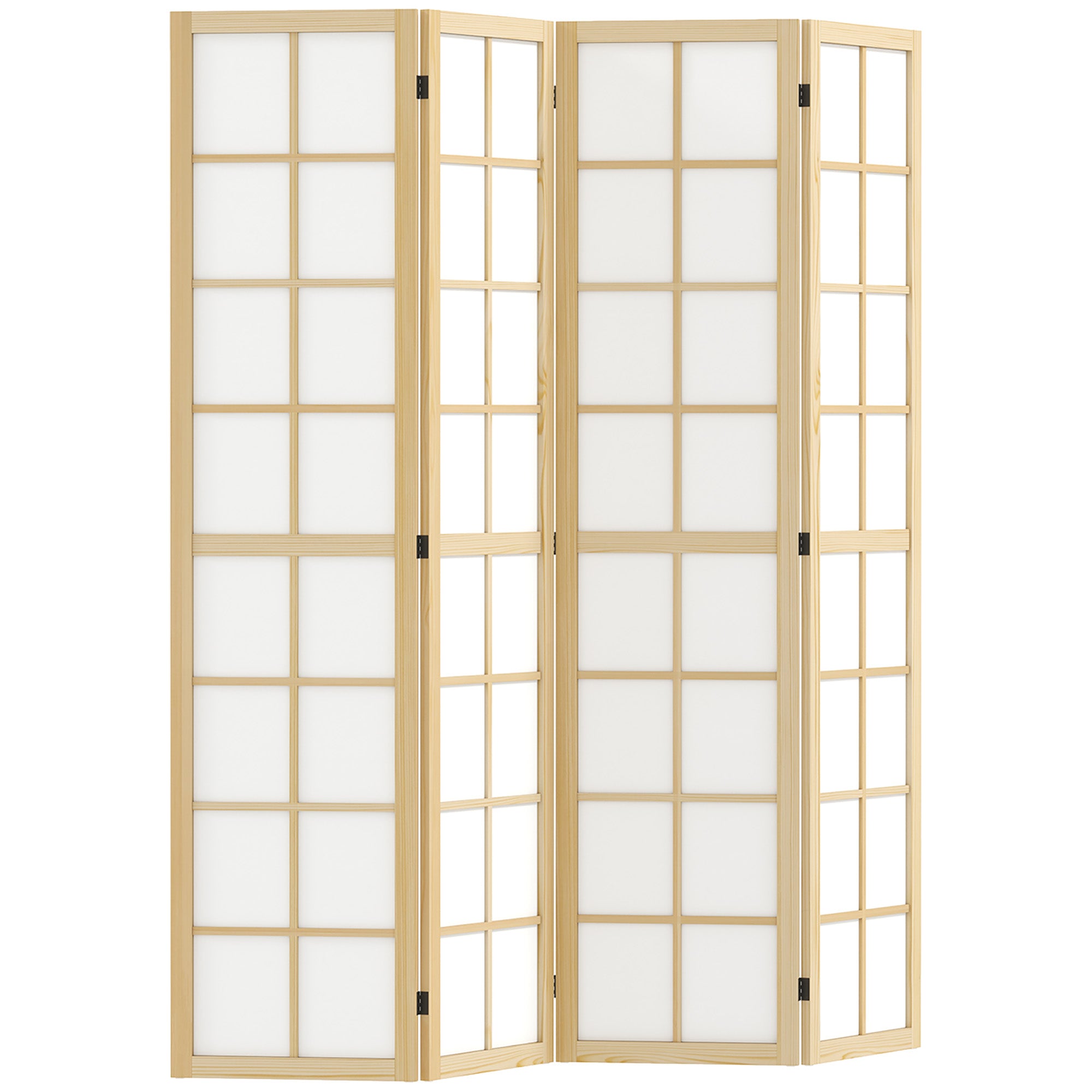 4 Panel Room Divider 63" x 67" Privacy Screen Partition, Folding Room Separator for Living Room Natural