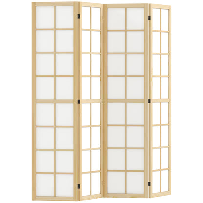 4 Panel Room Divider 63" x 67" Privacy Screen Partition, Folding Room Separator for Living Room Natural