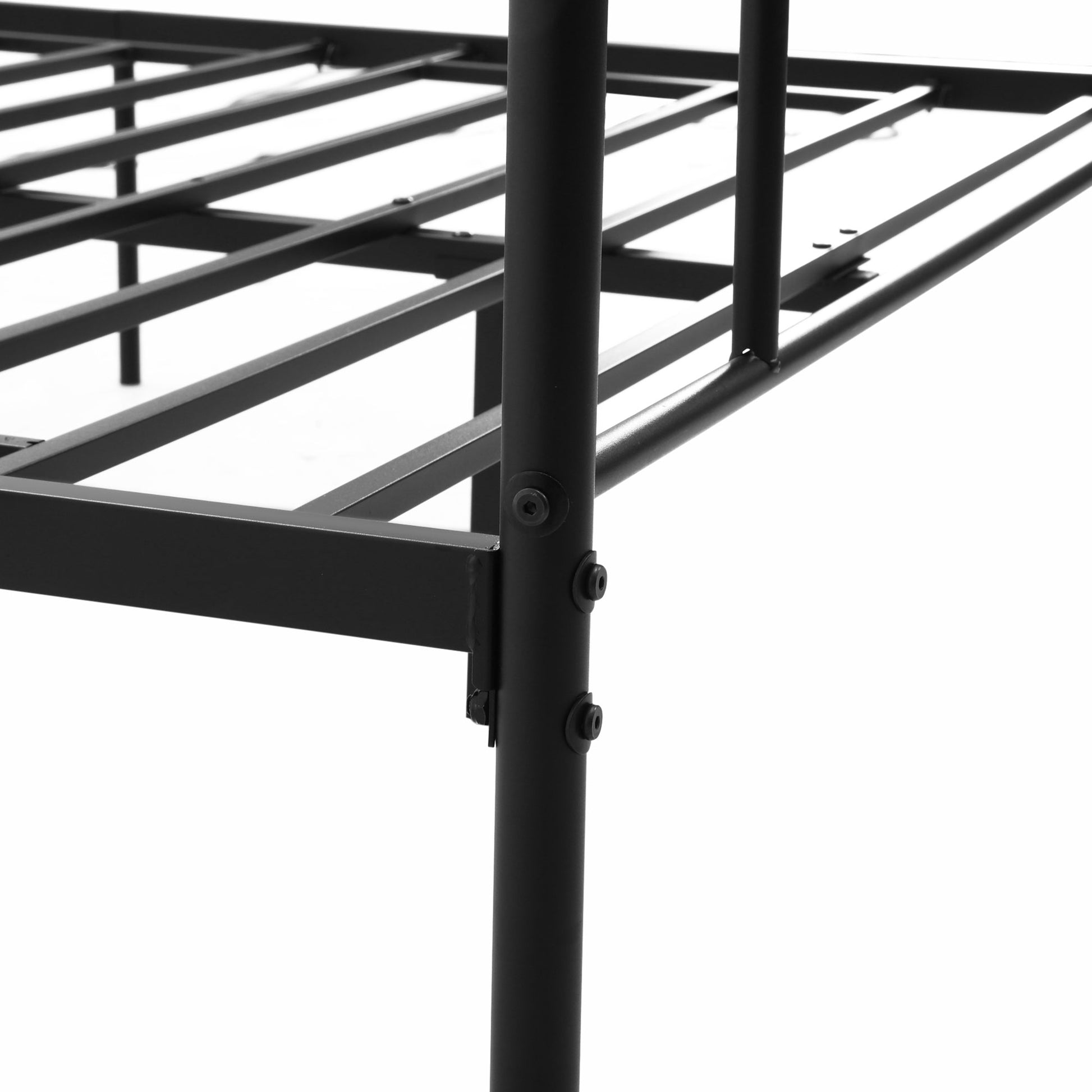 Metal Double Bed Frame for 150x200 cm Mattress with 31 cm Headboard and Legs Bed Structure with Underbed Storage Space 158x211x106 cm Black