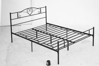 Metal Double Bed Frame for 150x200 cm Mattress with 31 cm Headboard and Legs Bed Structure with Underbed Storage Space 158x211x106 cm Black
