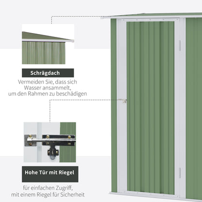 Garden Tool House Garden Shed with Door Outdoor Steel Green 142 x 84 x 189 cm