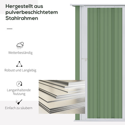 Garden Tool House Garden Shed with Door Outdoor Steel Green 142 x 84 x 189 cm