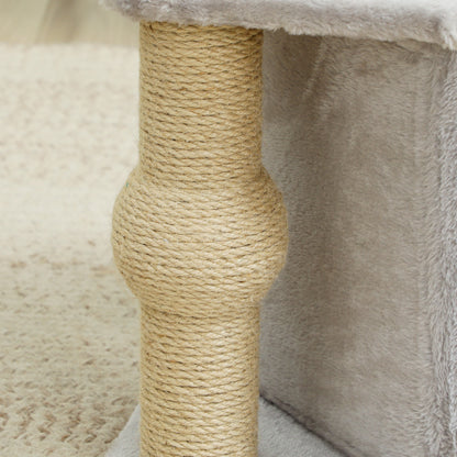 Cat Scratcher Height 66 cm Cat Tree Climbing Tower with Bed Cave Platform Hanging Ball and Jute Post Light Grey