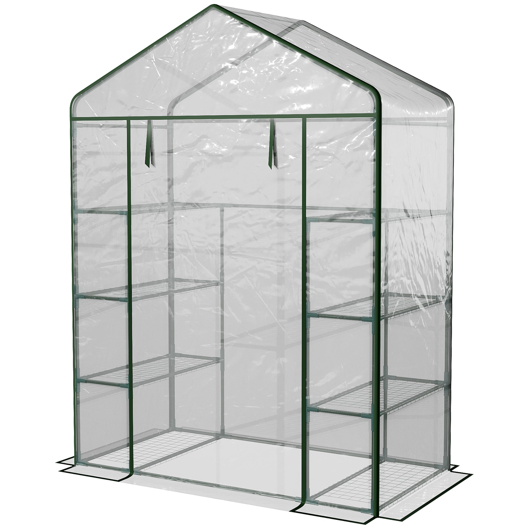 Outdoor Greenhouse 4-Tier Garden Greenhouse with Shelves Steel Frame Greenhouse for Plant Flowers Tomatoes 143x73x195 cm Transparent