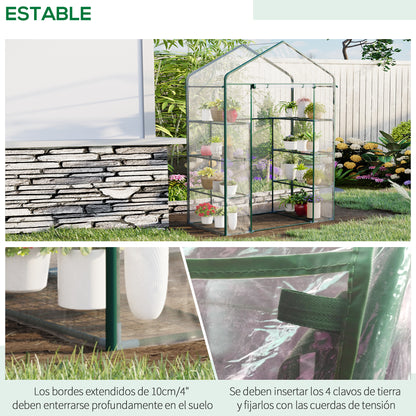 Outdoor Greenhouse 4-Tier Garden Greenhouse with Shelves Steel Frame Greenhouse for Plant Flowers Tomatoes 143x73x195 cm Transparent