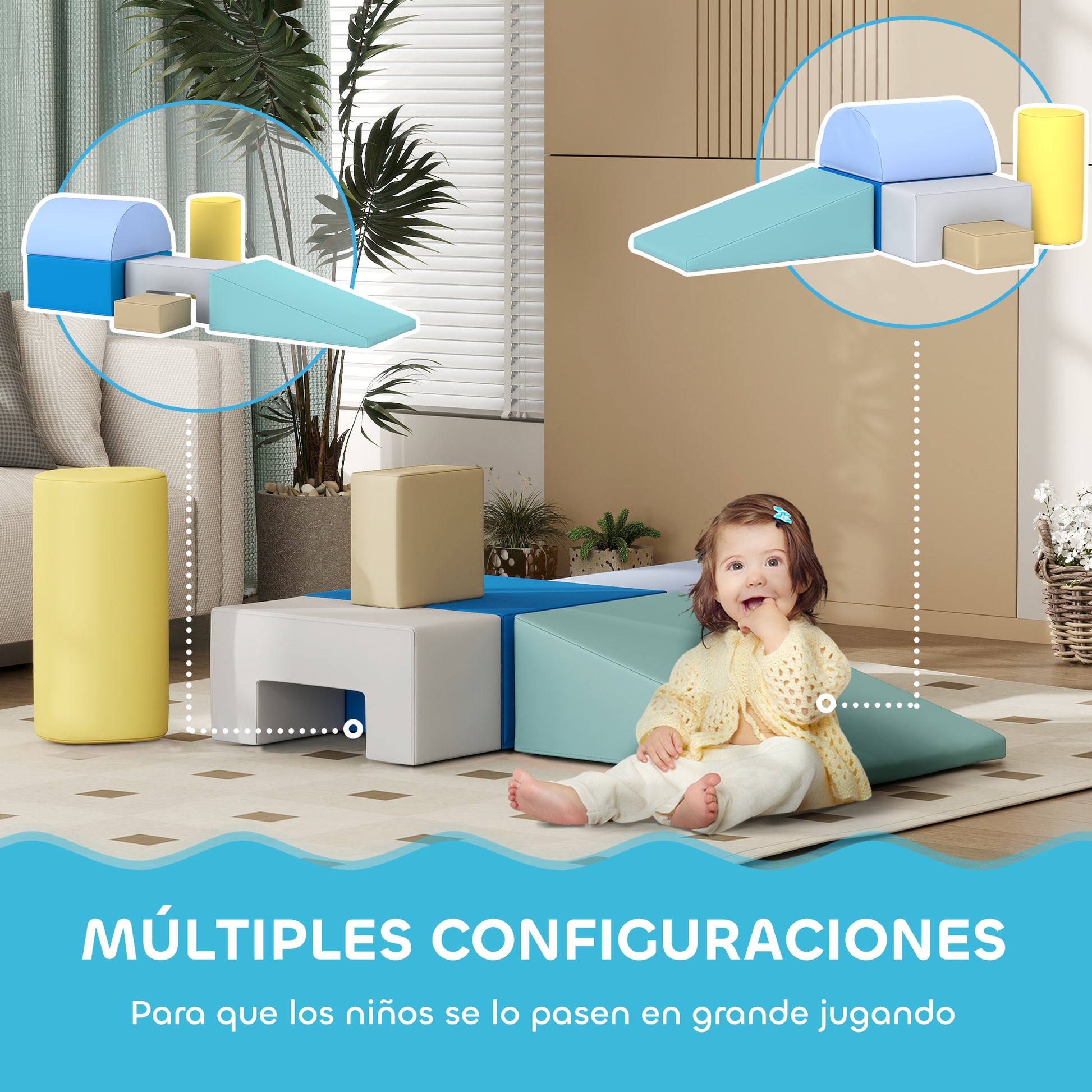 Set of 6 Motor Skills Blocks for Kids Building Blocks Figures Learning Toy for Climbing and Crawling Multicolor