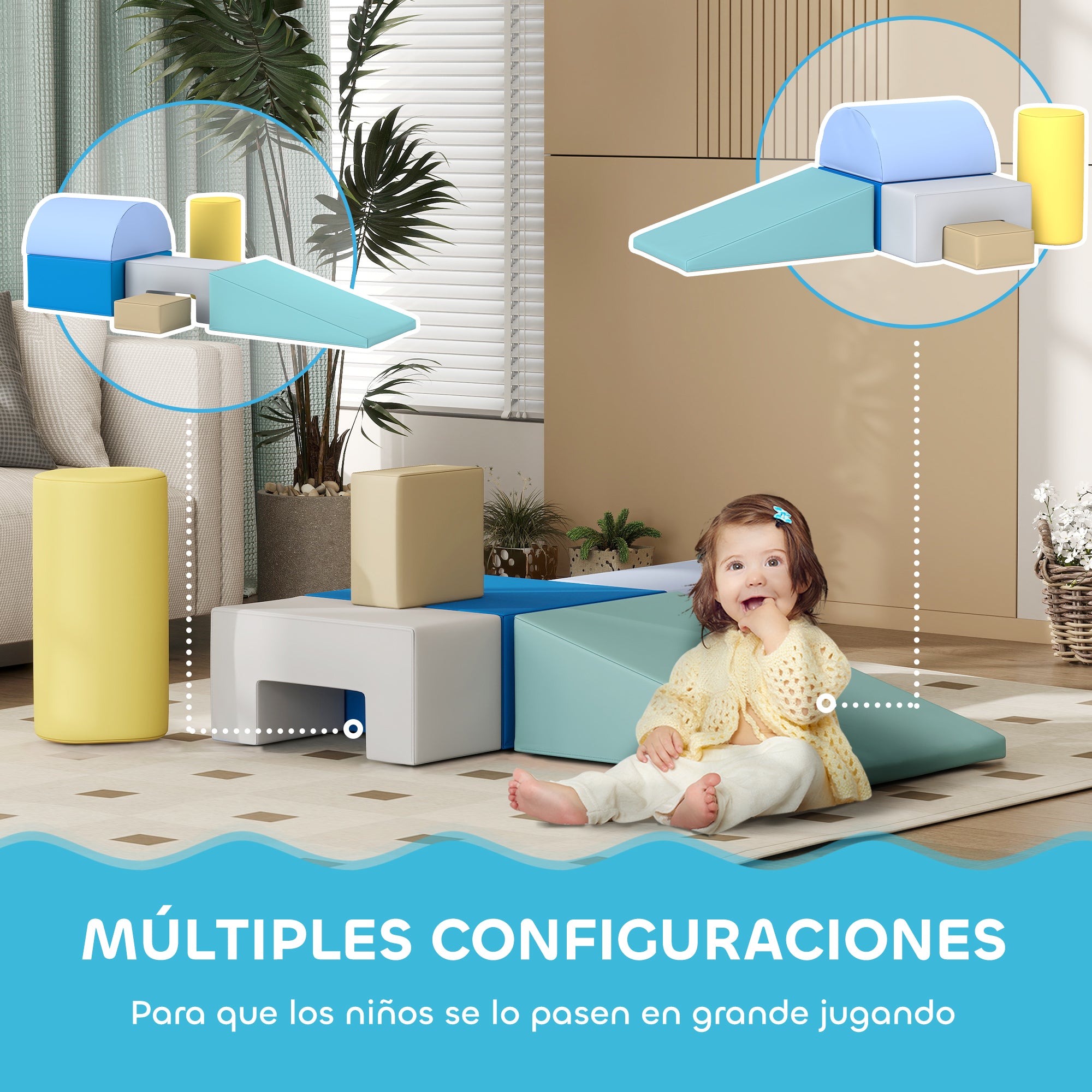 Set of 6 Motor Skills Blocks for Kids Building Blocks Figures Learning Toy for Climbing and Crawling Multicolor