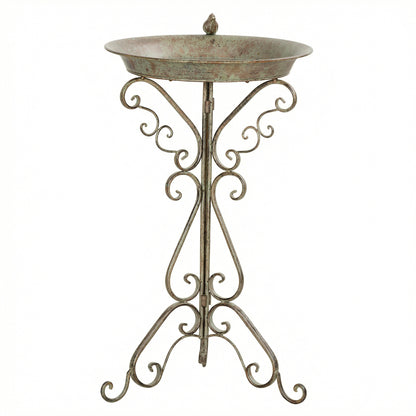 29.5 in Vintage Green Bird Bath with Bird Statue and Decorative Pedestal, Freestanding Garden Basin for Yard, Patio & Terrace, Green