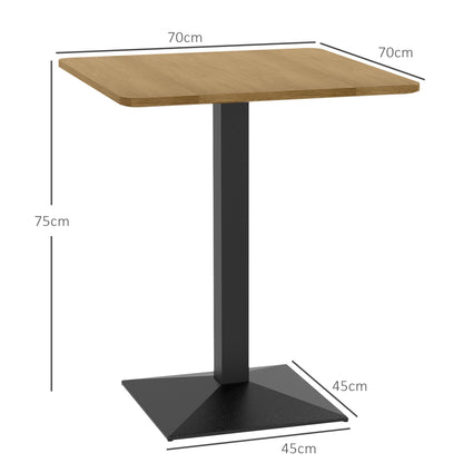 28 in Square Dining Table for 2 — Wood‑Look Top & Black Steel Base, Small Modern Kitchen Table, Dark Brown