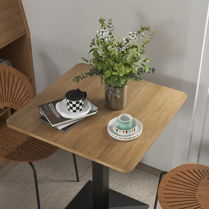 28 in Square Dining Table for 2 — Wood‑Look Top & Black Steel Base, Small Modern Kitchen Table, Dark Brown