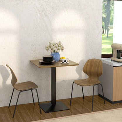 28 in Square Dining Table for 2 — Wood‑Look Top & Black Steel Base, Small Modern Kitchen Table, Dark Brown