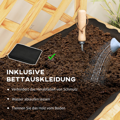 Raised Garden Bed with Trellis, Flower Planter Box made of Pine Wood, Plant Bed with Trellis, Cold Frame with Shelves, Garden Bed Planter Box for Terrace, Garden, 76 x 33 x 177 cm