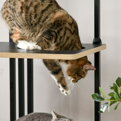 Cat Tree 170 cm Scratching Post with Pillow Climbing Tree with Scratching Board, Cat Scratching Tree with 3 Platforms, Cat Furniture, Steel, Black
