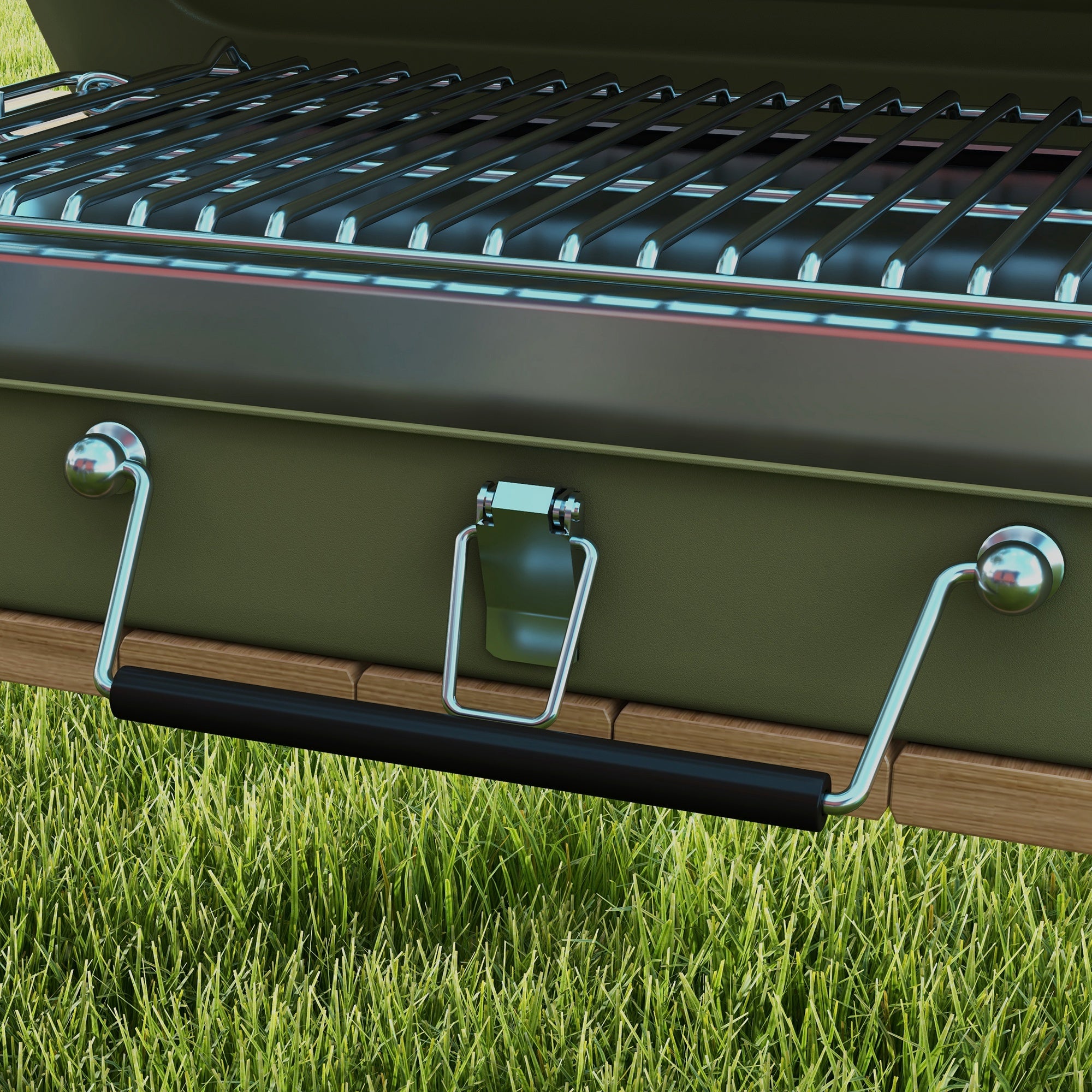 Tabletop Grill Charcoal Grill, Tabletop Charcoal Grill with Charcoal Tray, Grilling Rack Camping Grill with Handle for Picnic, Garden, Stainless Steel Green, 47 x 30 x 28 cm