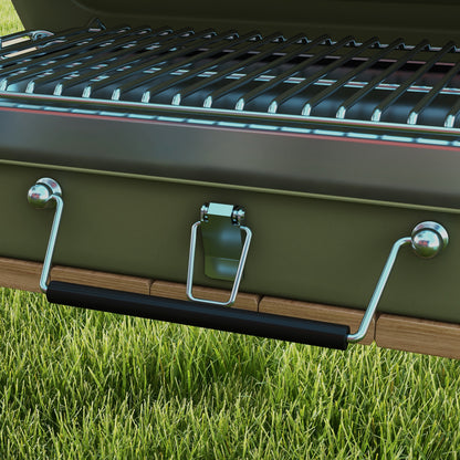 Tabletop Grill Charcoal Grill, Tabletop Charcoal Grill with Charcoal Tray, Grilling Rack Camping Grill with Handle for Picnic, Garden, Stainless Steel Green, 47 x 30 x 28 cm