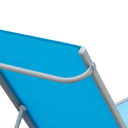 Sun Lounger - Chaise Longue - Contemporary Design - Multi-Position Reclining Backrest - Epoxy Metal Textilene Sky Blue - dim. 170 x 58 x 97 cm
