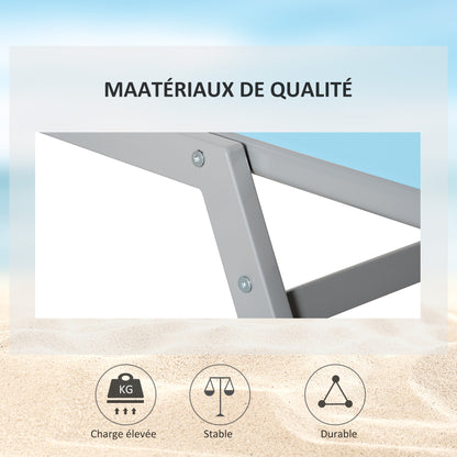 Sun Lounger - Chaise Longue - Contemporary Design - Multi-Position Reclining Backrest - Epoxy Metal Textilene Sky Blue - dim. 170 x 58 x 97 cm