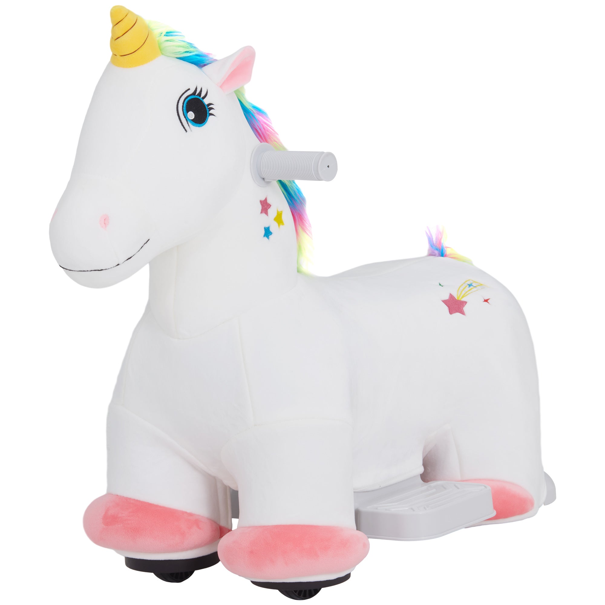 6V Kids Electric Car in Unicorn Shape, 2 km/h Ride-On Toy with Music, Ride-On Toy with Foot Pedal, Electric Horse for Kids 1.5-3 years, White