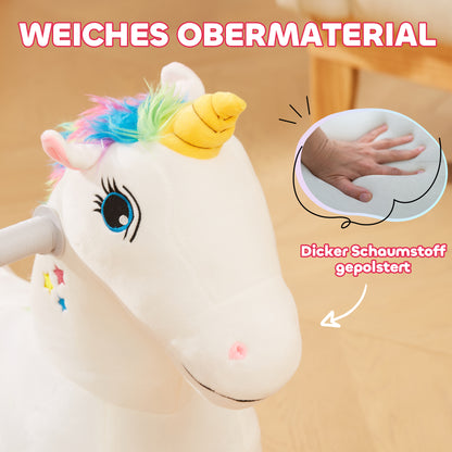 6V Kids Electric Car in Unicorn Shape, 2 km/h Ride-On Toy with Music, Ride-On Toy with Foot Pedal, Electric Horse for Kids 1.5-3 years, White