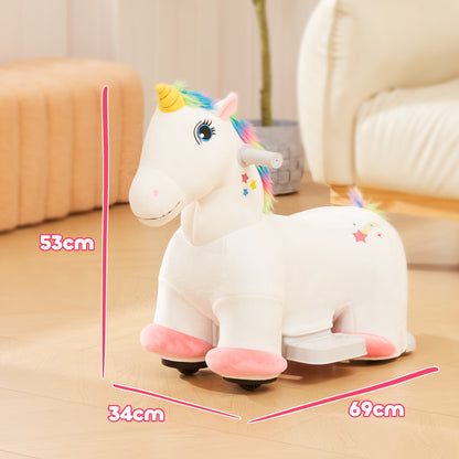 6V Kids Electric Car in Unicorn Shape, 2 km/h Ride-On Toy with Music, Ride-On Toy with Foot Pedal, Electric Horse for Kids 1.5-3 years, White