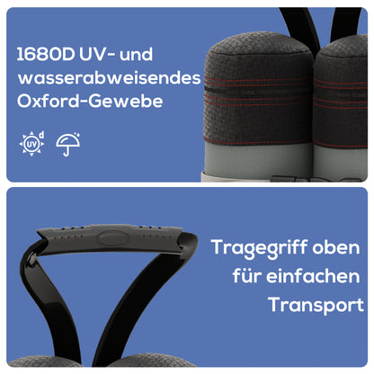 4-Piece Pavilion Sandbag Set, Pavilion Weights, Sand Weight Bags with Handle for Pop Up Pavilion, Pavilion Stand Feet made of Oxford, Gray+Black