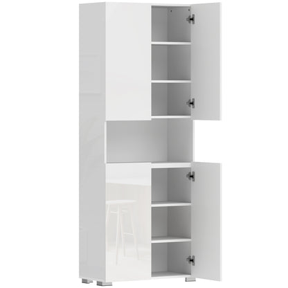 71 in Tall Freestanding Kitchen Pantry – High-Gloss White, Soft-Close Doors & Adjustable Shelves