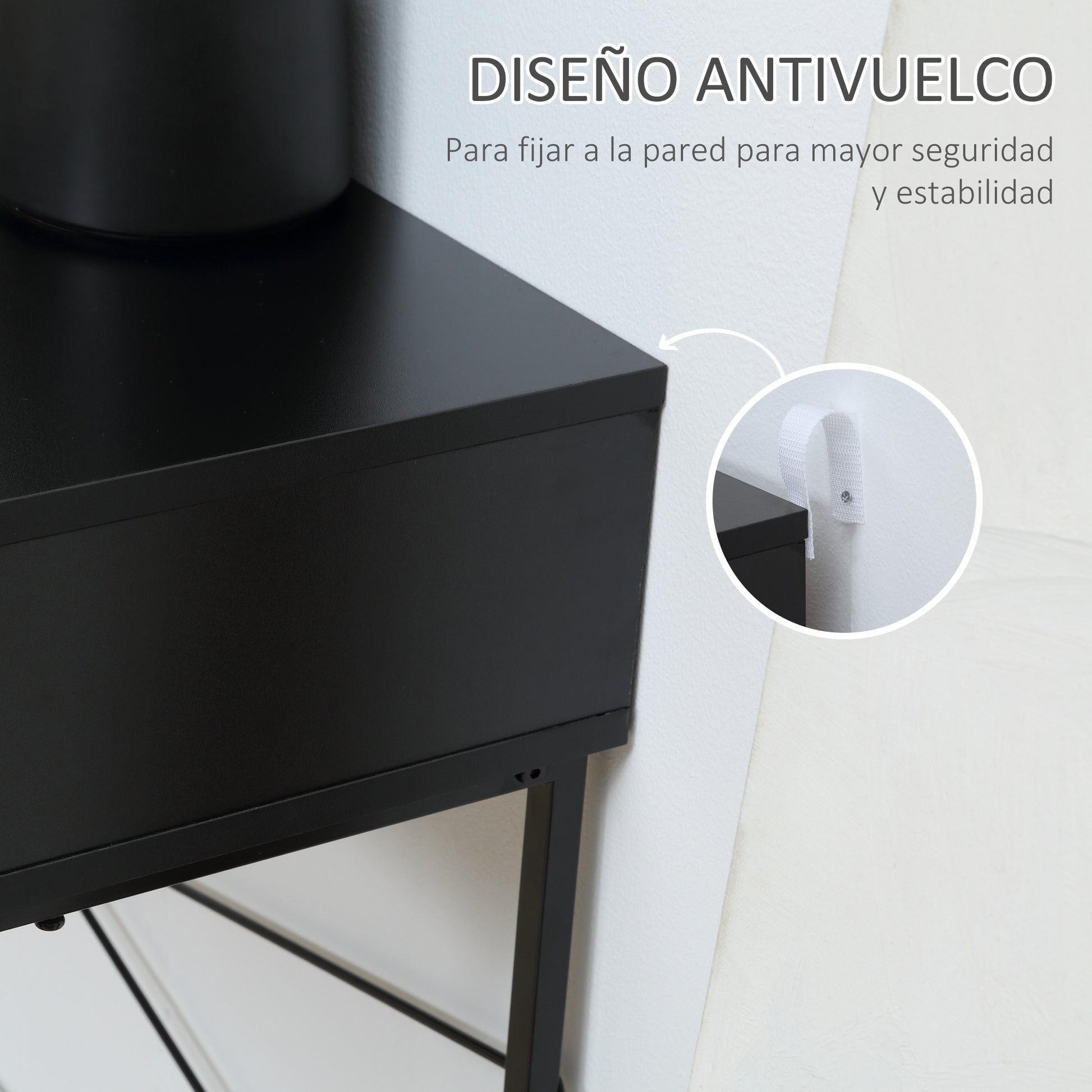 Narrow Console Table Entryway Console Table with 2 Drawers Carved Lines Design Modern Style for Hallway Entryway Living Room Bedroom 100x30x75 cm Black and Oak
