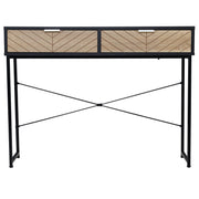Narrow Console Table Entryway Console Table with 2 Drawers Carved Lines Design Modern Style for Hallway Entryway Living Room Bedroom 100x30x75 cm Black and Oak